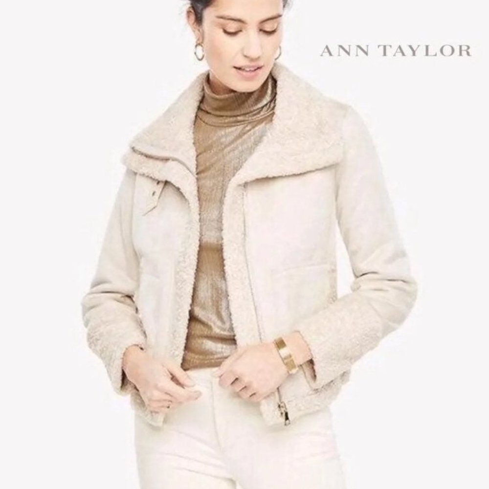 Faux Shearling-Lined Coat Bomber Jacket - LIKE NEW